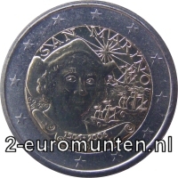 2 Euromunt van San Marino uit 2006 met het motief 500e sterfjaar van Christoffel Columbus
