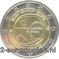 2 Euromunt van België uit 2009 met het motief 10 jaar euro 10 jaar euro