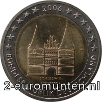 2 Euromunt van Duitsland uit 2006 met het motief Holstentor in Lübeck