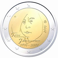 2 Euromunt van Finland uit 2014 met het motief 100ste geboortedag van Tove Jansson