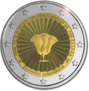 2 Euromunt van Griekenland uit 2018 met het motief 70ste verjaardag van de vereniging van de Dodekanesos met Griekenland