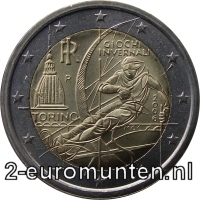 2 Euromunt van Italië uit 2006 met het motief Olympische Winterspelen van 2006 in Turijn