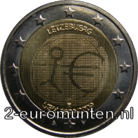 2 Euromunt van Luxemburg uit 2009 met het motief 10 jaar Euro