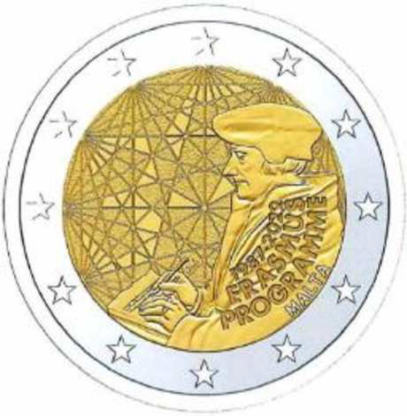 2 Euromunt van Malta uit 2022 met het motief 35 jaar Erasmus-programma