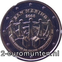 2 Euromunt van San Marino uit 2008 met het motief Jaar van de Interculturele Dialoog in Europa