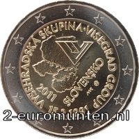 2 Euromunt van Slowakije uit 2011 met het motief 20ste verjaardag van Visegrádgroep