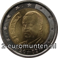 Normale 2 Euromunt uit Spanje met als morief het portret van Koning Juan Carlos I van Spanje