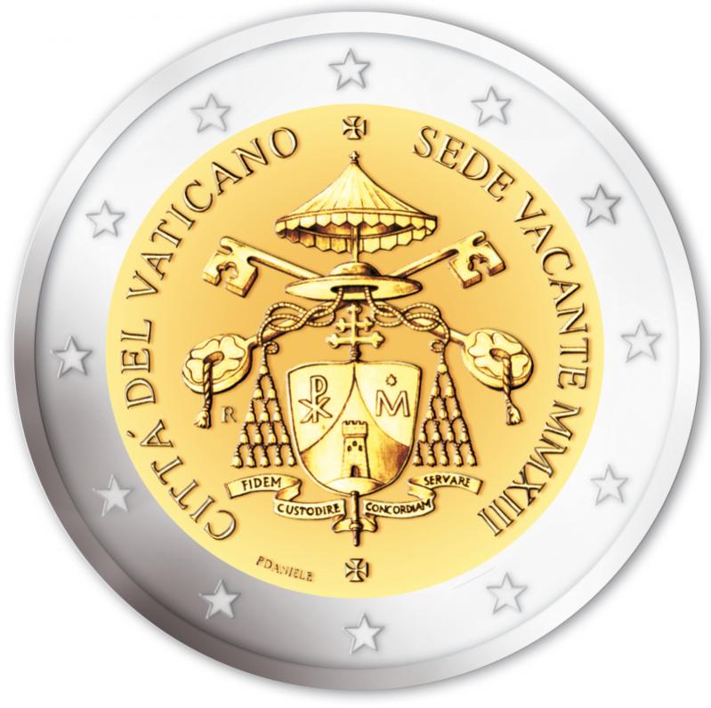 2 Euromunt van de Vaticaanstad uit 2013 met het motief  Sede Vacante 2013