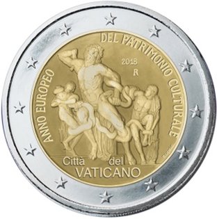 2 Euromunt van Vaticaanstad uit 2018 met het motief Europees Jaar van het Cultureel Erfgoed