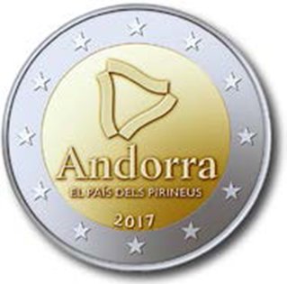 2 Euromunt van Andorra uit 2017 met het motief Andorra - Het Pyrenese land