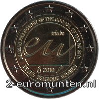 2 Euromunt van België uit 2010 met het motief Voorzitterschap Europese Unie