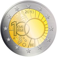 2 Euromunt van België uit 2013 met het motief 100 jaar Koninklijk Meteorologisch Instituut