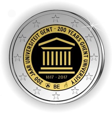2 Euromunt van België uit 2017 met het motief 200ste verjaardag van de oprichting van de Universiteit van Gent