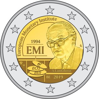 2 Euromunt van België uit 2018 met het motief 25 jaar  Europees Monetair Instituut (EMI)