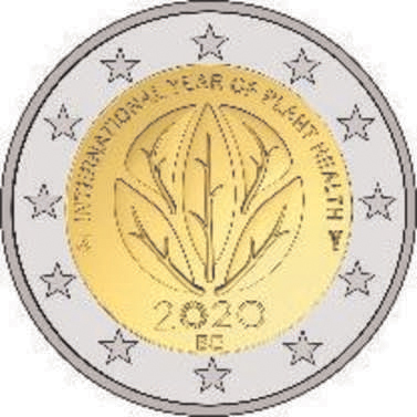 2 Euromunt van België uit 2020 met het motief Internationaal Jaar van de Plantengezondheid