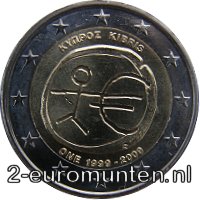 2 Euromunt van Cyprus uit 2009 met het motief 10 jaar euro 10 jaar euro