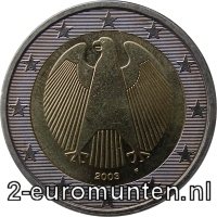 Normale 2 Euromunt van Duitsland met als motief Het Wapen van Duitsland de Adelar