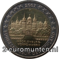 2 Euromunt van Duitsland uit 2007 met het motief Kasteel van Schwerin