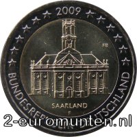 2 Euromunt van Duitsland uit 2009 met het motief De Ludwigskirche in Saarbrücken