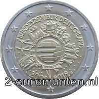 2 Euromunt van Duitsland uit 2012 met het motief 10 jaar chartale Euro