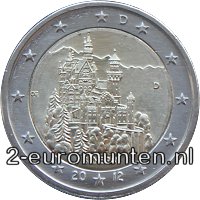 2 Euromunt van Duitsland uit 2012 met het motief Slot Neuschwanstein in Hohenschwangau