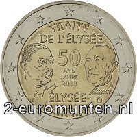 2 Euromunt van Duitsland uit 2013 met het motief 50 jaar Élysée-verdrag