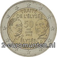 2 Euromunt van Duitsland uit 2013 met het motief 50 jaar Élysée-verdrag