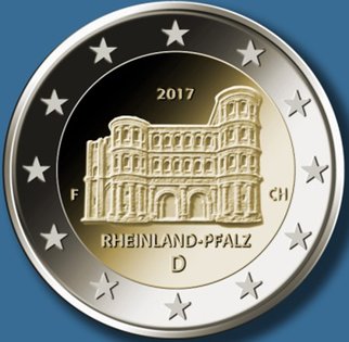 2 Euromunt van Duitsland uit 2017 met het motief Porta Nigra in Trier