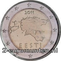 2 Euromunt van Estland met als motief de Kaart van Estland