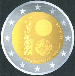2 Euromunt van Estland uit 2018 met het motief 100ste verjaardag van de Republiek Estland