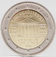 2 Euromunt van Estland uit 2019 met het motief 100 jaar Universiteit van Tartu