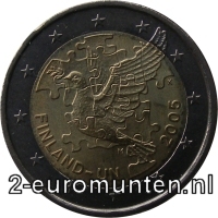 2 Euromunt van Finland 2005 met het motief 60-jarig bestaan van de Verenigde Naties en 10-jarig jubileum Fins lidmaatschap van de EU