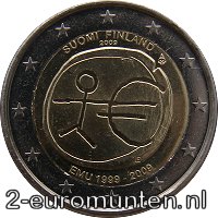 2 Euromunt van Finland uit 2009 met het motief 10 jaar euro