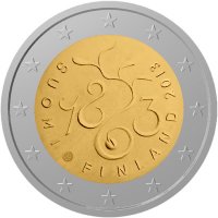 2 Euromunt van Finland uit 2013 met het motief 150 jaar parlament van Finland