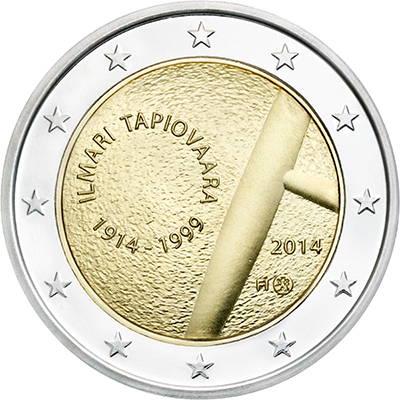 2 Euromunt van Finland uit 2014 met het motief 100ste geboortedag van Ilmari Tapiovaara