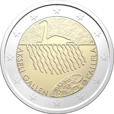 2 Euromunt van Finland uit 2015 met het motief 150ste geboortedag van Akseli Gallen-Kallela