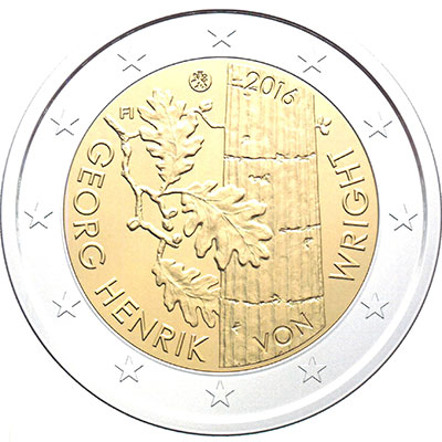 2 Euromunt van Finland uit 2016 met het motief 100ste geboortedag van Georg Henrik von Wright