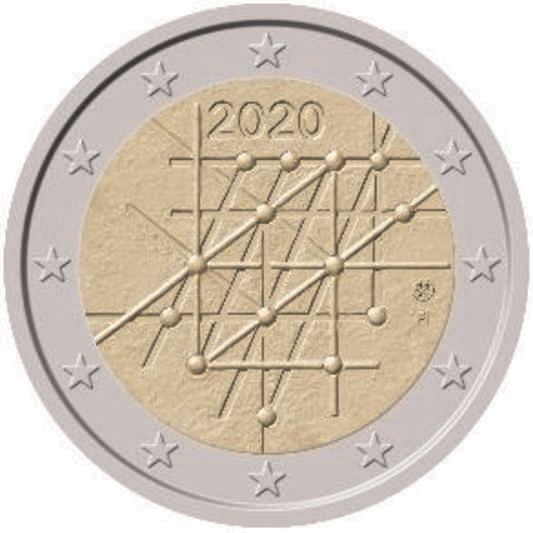 2 Euromunt van Finland uit 2020 met het motief 100 jaar Universiteit van Turku