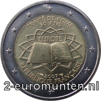 2 Euromunt van Frankrijk uit 2007 met het motief Verdrag van Rome