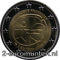 2 Euromunt van Frankrijk uit 2009 met het motief 10 jaar euro
