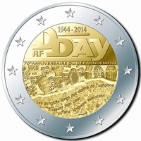 2 Euromunt van Frankrijk uit 2014 met het motief 70ste verjaardag van D-Day