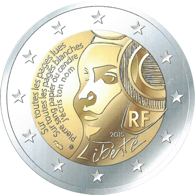 2 Euromunt van Frankrijk uit 2015 met het motief  	225ste verjaardag van het feest van de Franse federatie