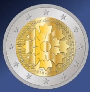 2 Euromunt van Frankrijk uit 2018 met het motief Bleuet de France