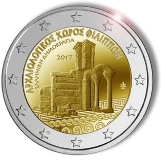 2 Euromunt van Griekenland uit 2017 met het motief Archeologische site van Philippi