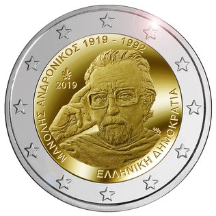 2 Euromunt van Griekenland uit 2019 met het motief 100ste geboortedag van Manolis Andronikos