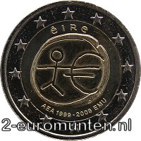2 Euromunt van Ierland uit 2009 met het motief 10 jaar euro