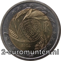 2 Euromunt van Italië uit 2004 met het motief Vijfde decennium van het Wereldvoedselprogramma