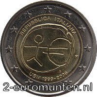 2 Euromunt van Italië uit 2009 met het motief 10 jaar euro