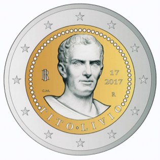 2 Euromunt van Italië uit 2017 met het motief 2000ste sterfdag van Titus Livius