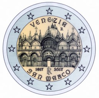 2 Euromunt van Italië uit 2017 met het motief 400ste verjaardag van de voltooiing van de bouw van de basiliek van San Marco in Venetië